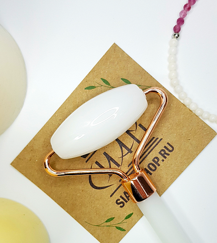 Роликовый массажер из белого агата (имитация), массажёры, скребки